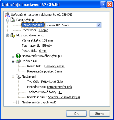 Ovladač tiskárny Gemini pro Windows XP Profesional