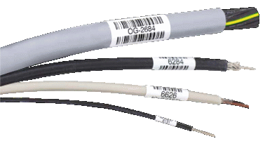Vzorky označených kabelů aplikátorem WICON.